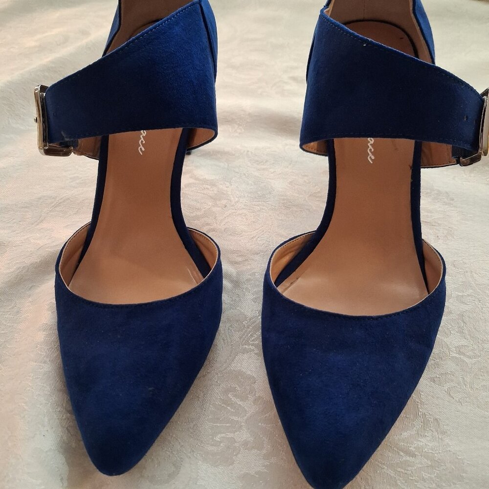 Bright Cobalt Blue Heeled Suede Pumps